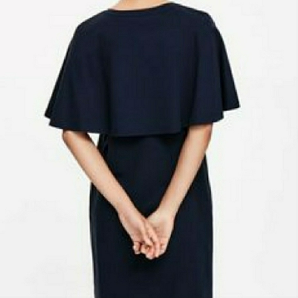 COS NWT Cape Dress Dark Blue Medium